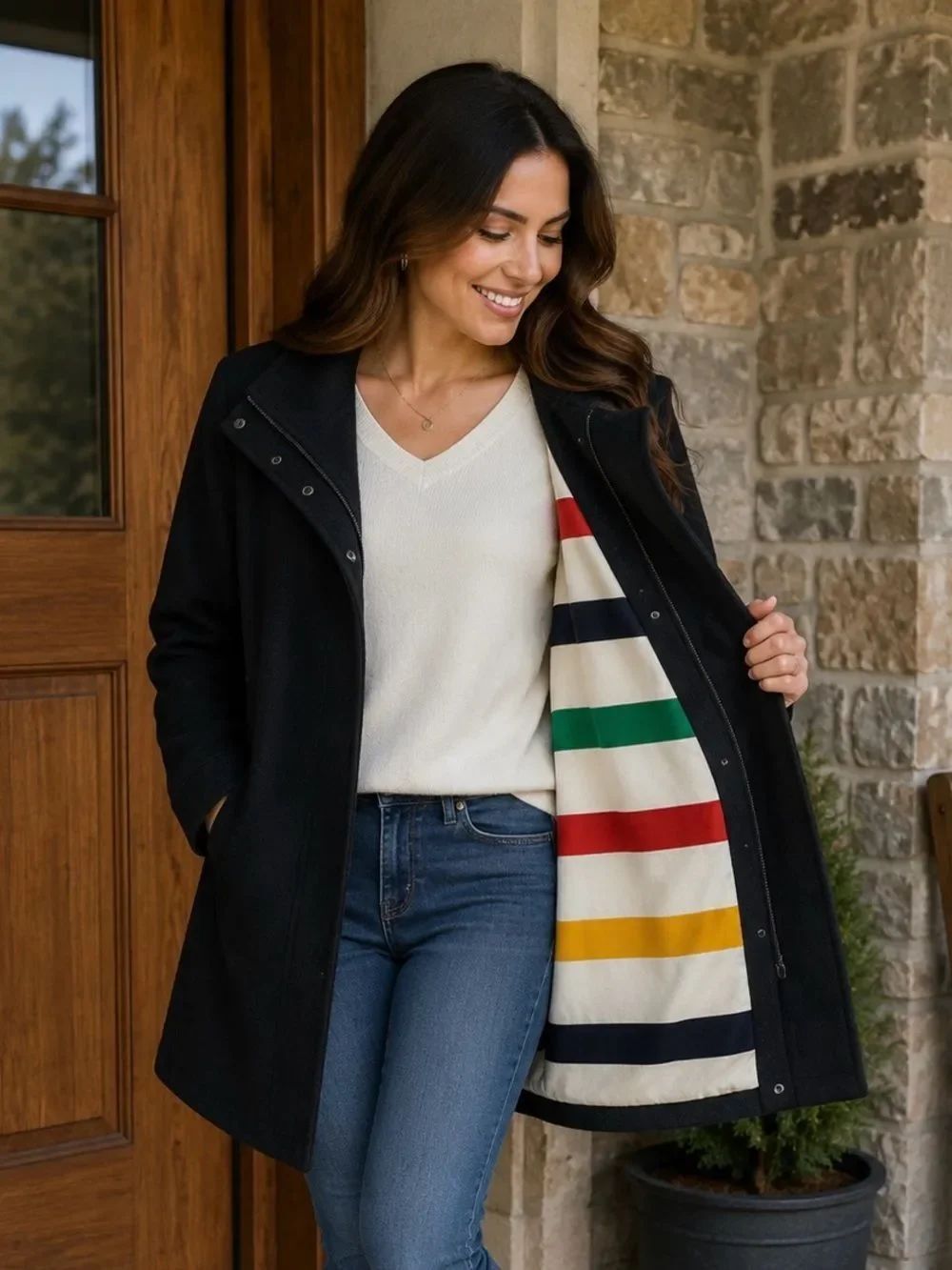 Pendleton Women's Classic Black wool Pea Coat